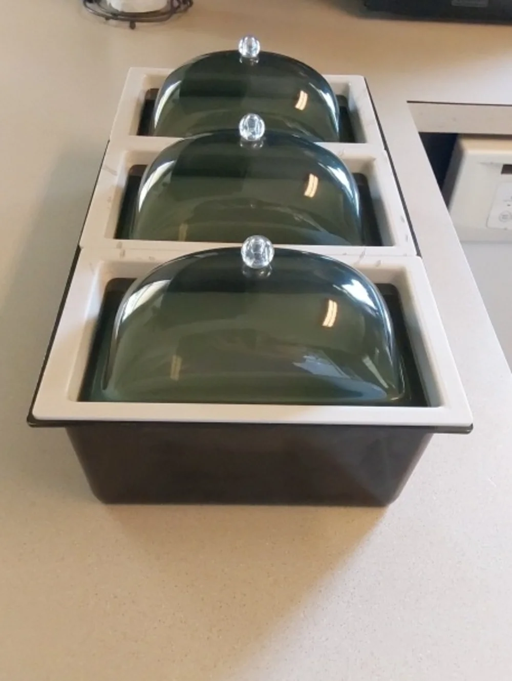 Vintage Mid Century 1960s Acrylic Tripple Dome Food Warmer And Cooler Server